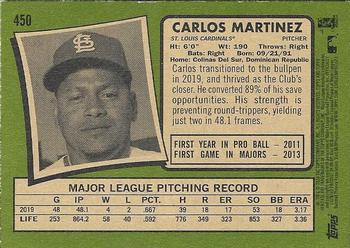 2020 Topps Heritage #450 Carlos Martinez Back