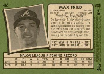 2020 Topps Heritage #465 Max Fried Back
