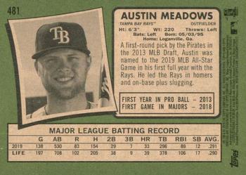 2020 Topps Heritage #481 Austin Meadows Back