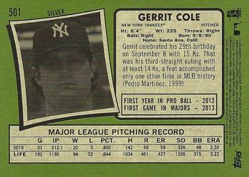 2020 Topps Heritage #501 Gerrit Cole Back