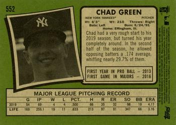 2020 Topps Heritage #552 Chad Green Back
