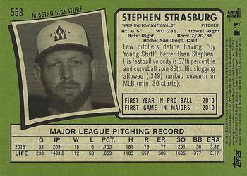 2020 Topps Heritage #558 Stephen Strasburg Back