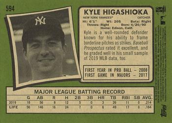 2020 Topps Heritage #594 Kyle Higashioka Back