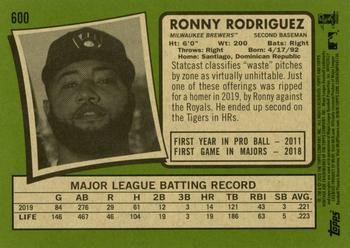 2020 Topps Heritage #600 Ronny Rodriguez Back