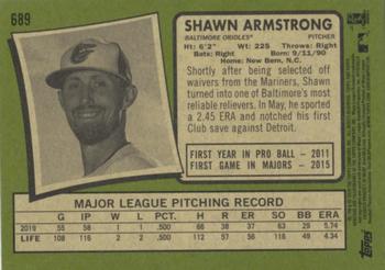 2020 Topps Heritage #689 Shawn Armstrong Back
