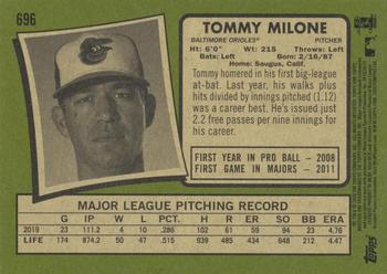 2020 Topps Heritage #696 Tommy Milone Back