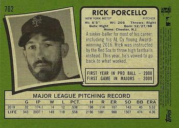 2020 Topps Heritage #702 Rick Porcello Back