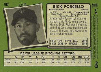 2020 Topps Heritage #702 Rick Porcello Back