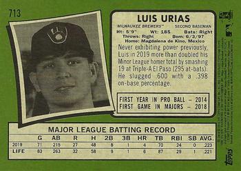 2020 Topps Heritage #713 Luis Urias Back