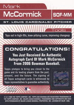 2006 Bowman Draft Picks & Prospects - Signs of the Future #SOF-MM Mark McCormick Back
