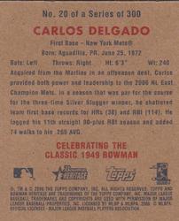 2006 Bowman Heritage - Mini #20 Carlos Delgado Back