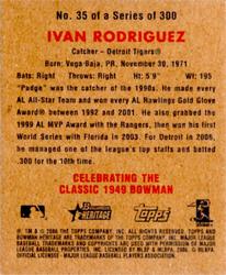 2006 Bowman Heritage - Mini #35 Ivan Rodriguez Back