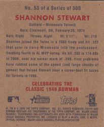 2006 Bowman Heritage - Mini #53 Shannon Stewart Back