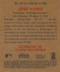 2006 Bowman Heritage - Mini #81 Jose Vidro Back