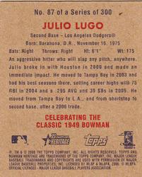 2006 Bowman Heritage - Mini #87 Julio Lugo Back