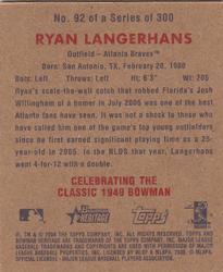 2006 Bowman Heritage - Mini #92 Ryan Langerhans Back