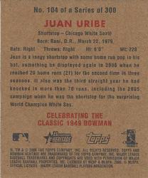 2006 Bowman Heritage - Mini #104 Juan Uribe Back