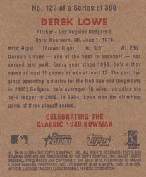 2006 Bowman Heritage - Mini #122 Derek Lowe Back