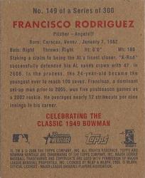 2006 Bowman Heritage - Mini #149 Francisco Rodriguez Back