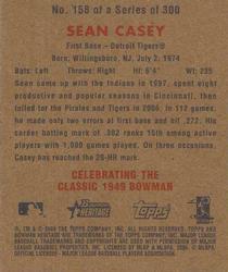 2006 Bowman Heritage - Mini #158 Sean Casey Back