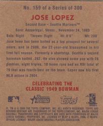 2006 Bowman Heritage - Mini #159 Jose Lopez Back