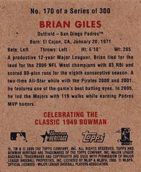 2006 Bowman Heritage - Mini #170 Brian Giles Back