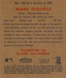 2006 Bowman Heritage - Mini #194 Mark Buehrle Back