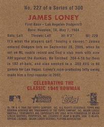 2006 Bowman Heritage - Mini #227 James Loney Back