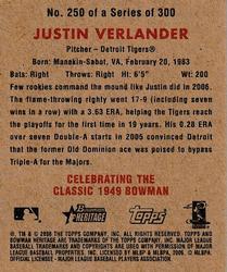 2006 Bowman Heritage - Mini #250 Justin Verlander Back