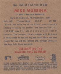 2006 Bowman Heritage - Mini #254 Mike Mussina Back