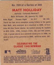 2006 Bowman Heritage - Mini #259 Matt Holliday Back