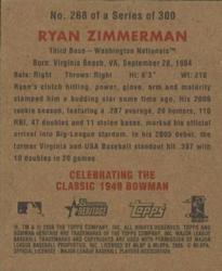 2006 Bowman Heritage - Mini #268 Ryan Zimmerman Back