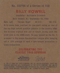 2006 Bowman Heritage - Mini Draft Pick Variations #BHP88 Billy Rowell Back