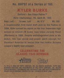 2006 Bowman Heritage - Mini Draft Pick Variations #BHP97 Kyler Burke Back