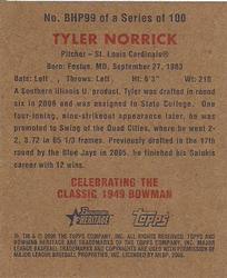 2006 Bowman Heritage - Mini Draft Pick Variations #BHP99 Tyler Norrick Back