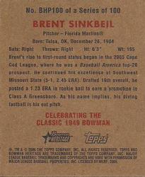 2006 Bowman Heritage - Mini Draft Pick Variations #BHP100 Brett Sinkbeil Back
