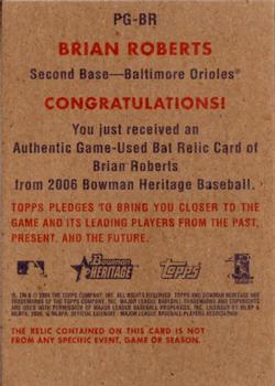 2006 Bowman Heritage - Pieces of Greatness #PG-BR Brian Roberts Back