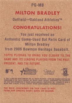 2006 Bowman Heritage - Pieces of Greatness #PG-MB Milton Bradley Back