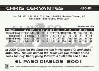 2001 Grandstand El Paso Diablos White Border #NNO Chris Cervantes Back
