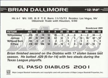 2001 Grandstand El Paso Diablos White Border #NNO Brian Dallimore Back