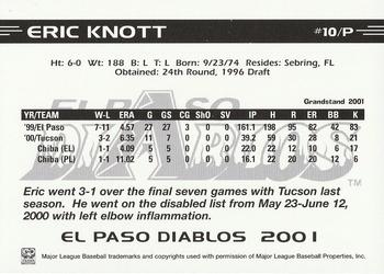 2001 Grandstand El Paso Diablos White Border #NNO Eric Knott Back