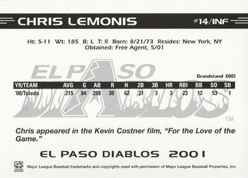 2001 Grandstand El Paso Diablos White Border #NNO Chris Lemonis Back