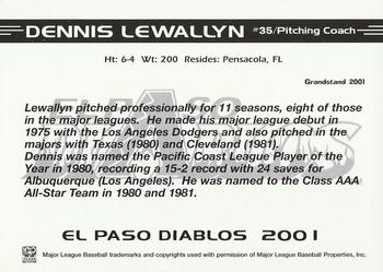 2001 Grandstand El Paso Diablos White Border #NNO Dennis Lewallyn Back