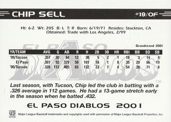 2001 Grandstand El Paso Diablos White Border #NNO Chip Sell Back