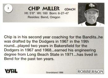 1996 Grandstand Bend Bandits #NNO Chip Miller Back