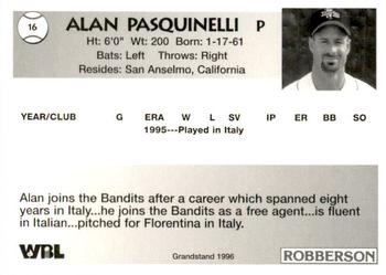 1996 Grandstand Bend Bandits #NNO Alan Pasquinelli Back
