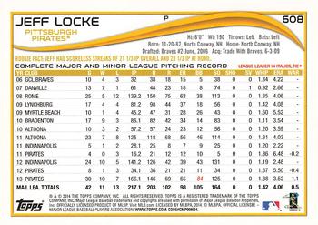 2014 Topps - 1st Edition #608 Jeff Locke Back