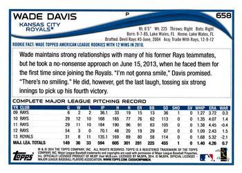2014 Topps - 1st Edition #658 Wade Davis Back