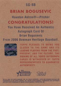 2006 Bowman Heritage - Signs of Greatness #SG-BB Brian Bogusevic Back