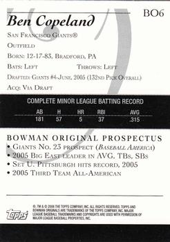 2006 Bowman Originals - Prospects #BO6 Ben Copeland Back